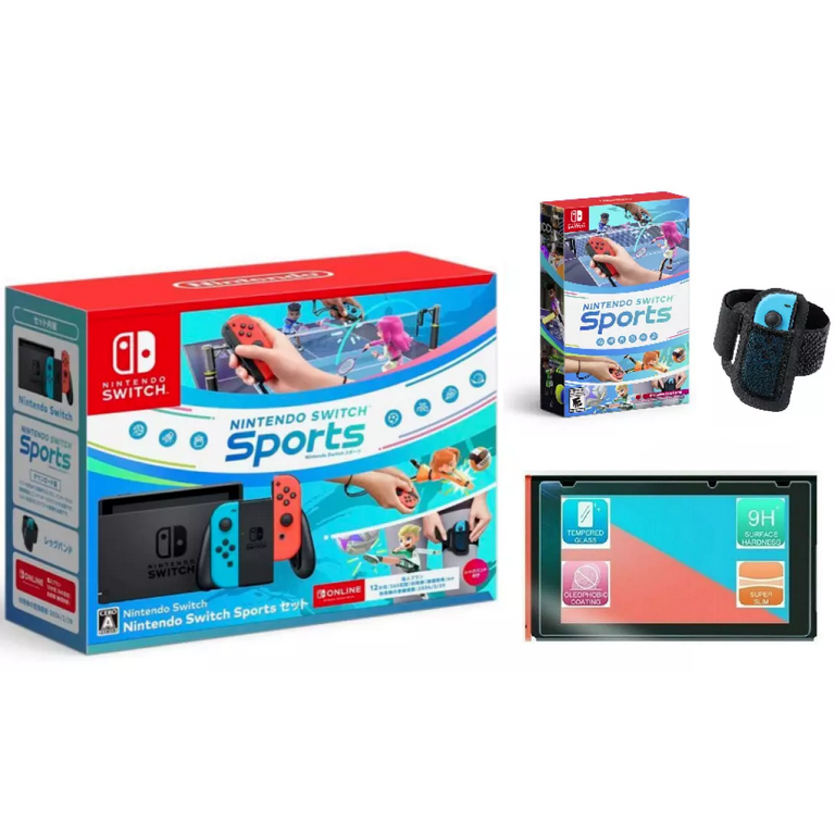 Nintendo Switch Console Sports Bundle with Sports Game, Leg Strap, and Screen Protector (Japanese Box) Nintendo Switch Console Sports Bundle with Sports Game, Leg Strap, and Screen Protector (Japanese Box)