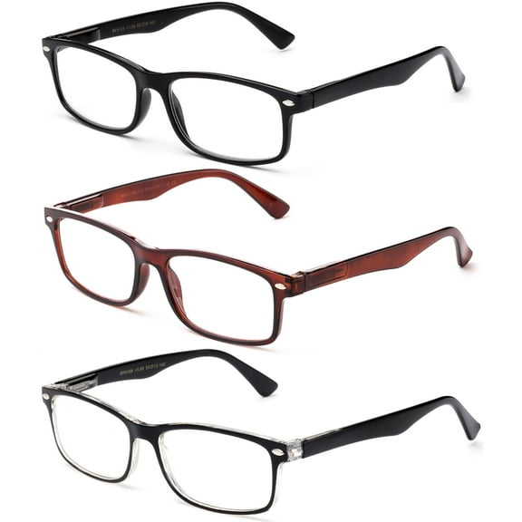 Newbee Fashion Unisex Spring Temple  1.00 Reading Glasses, 3 Pack