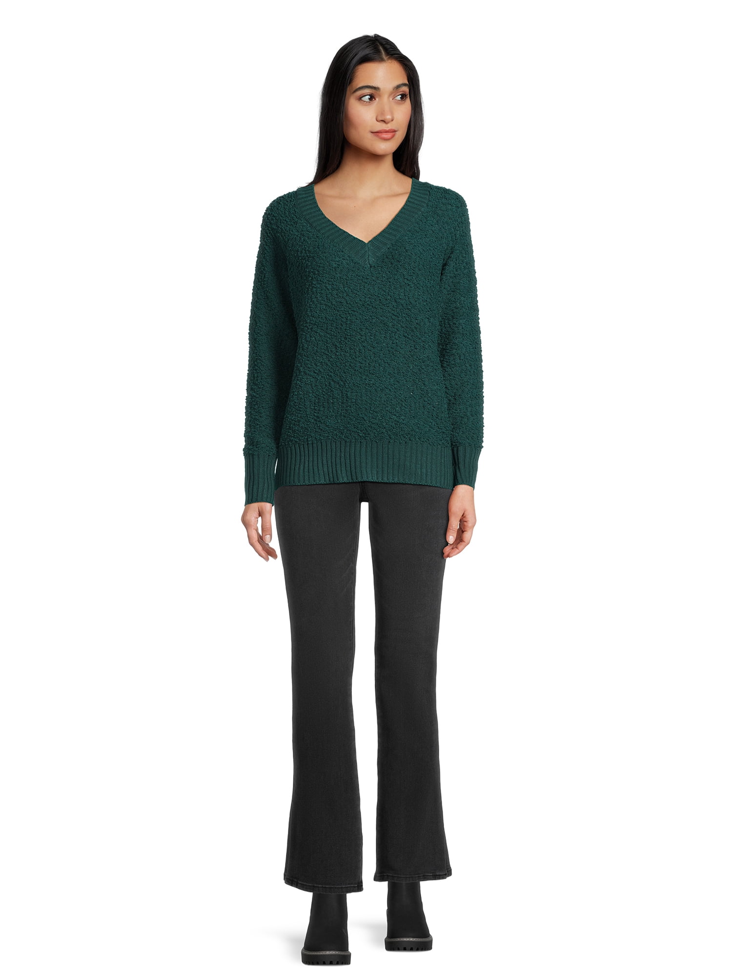 Love by Design Women's Juniors Popcorn Knit Pullover Sweater, Midweight, Sizes S-XL