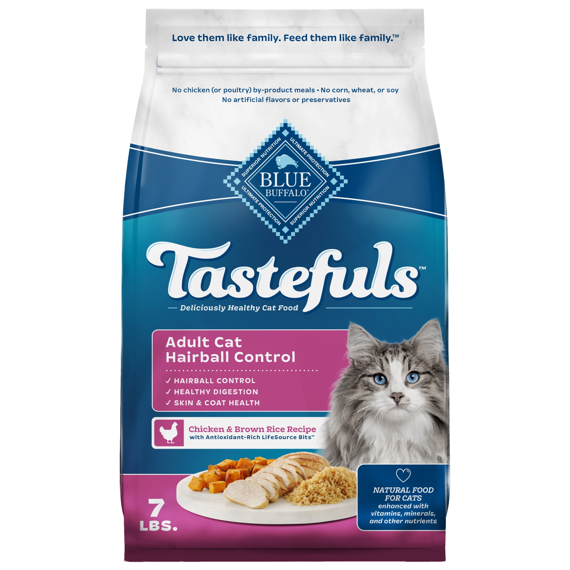 Blue Buffalo Tastefuls Dry Cat Food Sensitive Stomach Chicken and Brown Rice 10 lb Bag Walmart