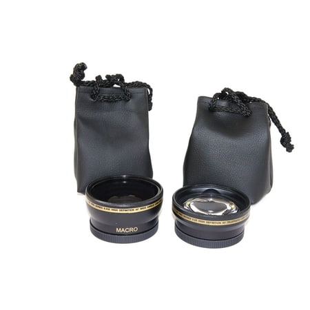 2Pc Kit Pro HD Wide Angle & Telephoto Lens for Fujifilm Finepix HS20EXR HS22EXR