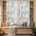 thumbnail image 2 of Teal Red Seahorse Coastal Kitchen Curtains 63 Inch Length, Nautical Beach Coral Starfish Tiers Curtains for Living Room Berdoom Bathroom, Light Filtering Drapes Window Treatment 2 Panels 42"Wx63"L, 2 of 8