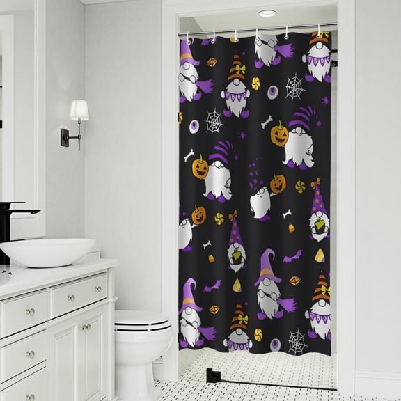 Halloween Gnomes and Pumpkins Shower Curtain 36"x72" ,Bathroom Decorative Shower Curtains Set with 12 Hooks,Modern Waterproof Washable Shower Curtain