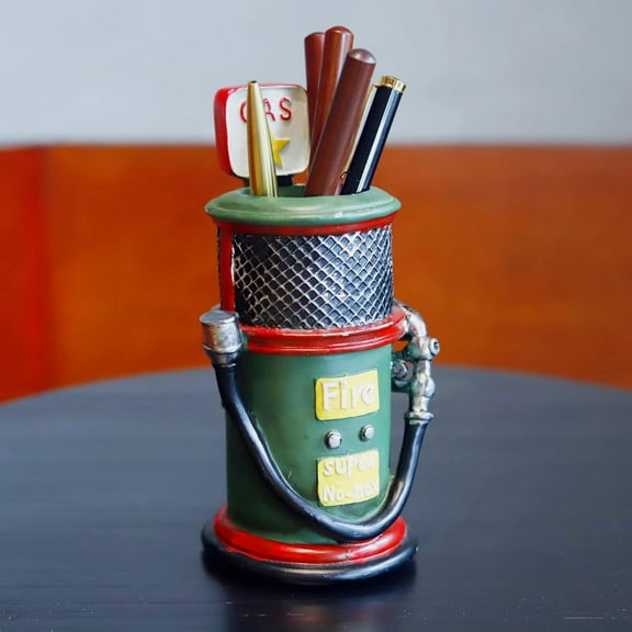 Oiler Pencil Holder Gas Pump Pencil Pen Holder Vintage Style Resin Desk Organizer for Home Office Bedroom