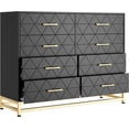 thumbnail image 1 of Commode Moderne à 8 Tiroirs avec Poignées Dorées, Noire, Rangement Élégant, 1 of 2