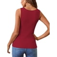 thumbnail image 4 of SHIBEVER Sleeveless Tops for Women Ribbed Tank Summer Square Neck Fashion Knit Shirts Casual Basic Tanks Solid Color Red Tunic Size M, 4 of 6