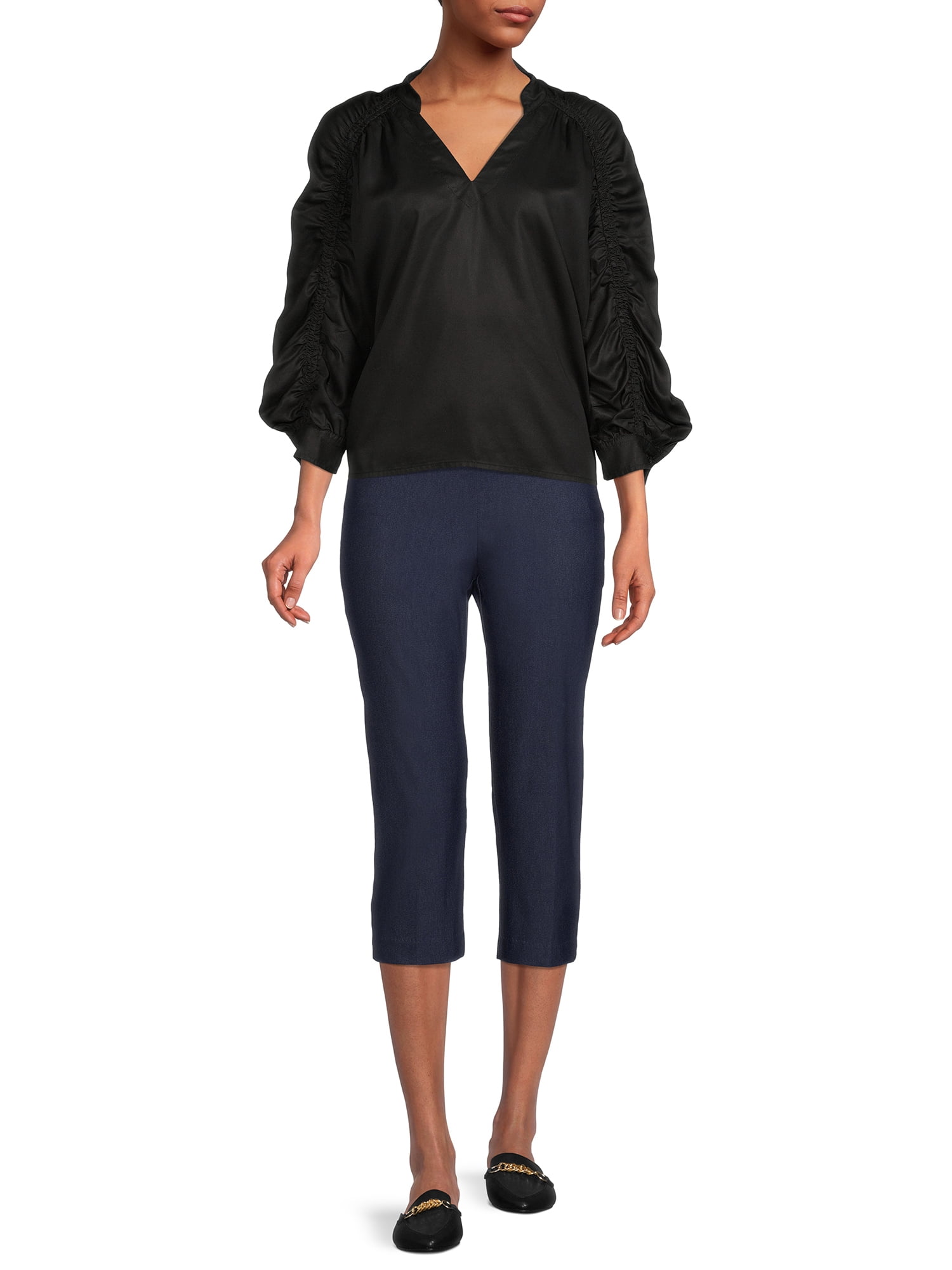 Time and Tru Women's Pull On Mid Rise Capris 21" Inseam