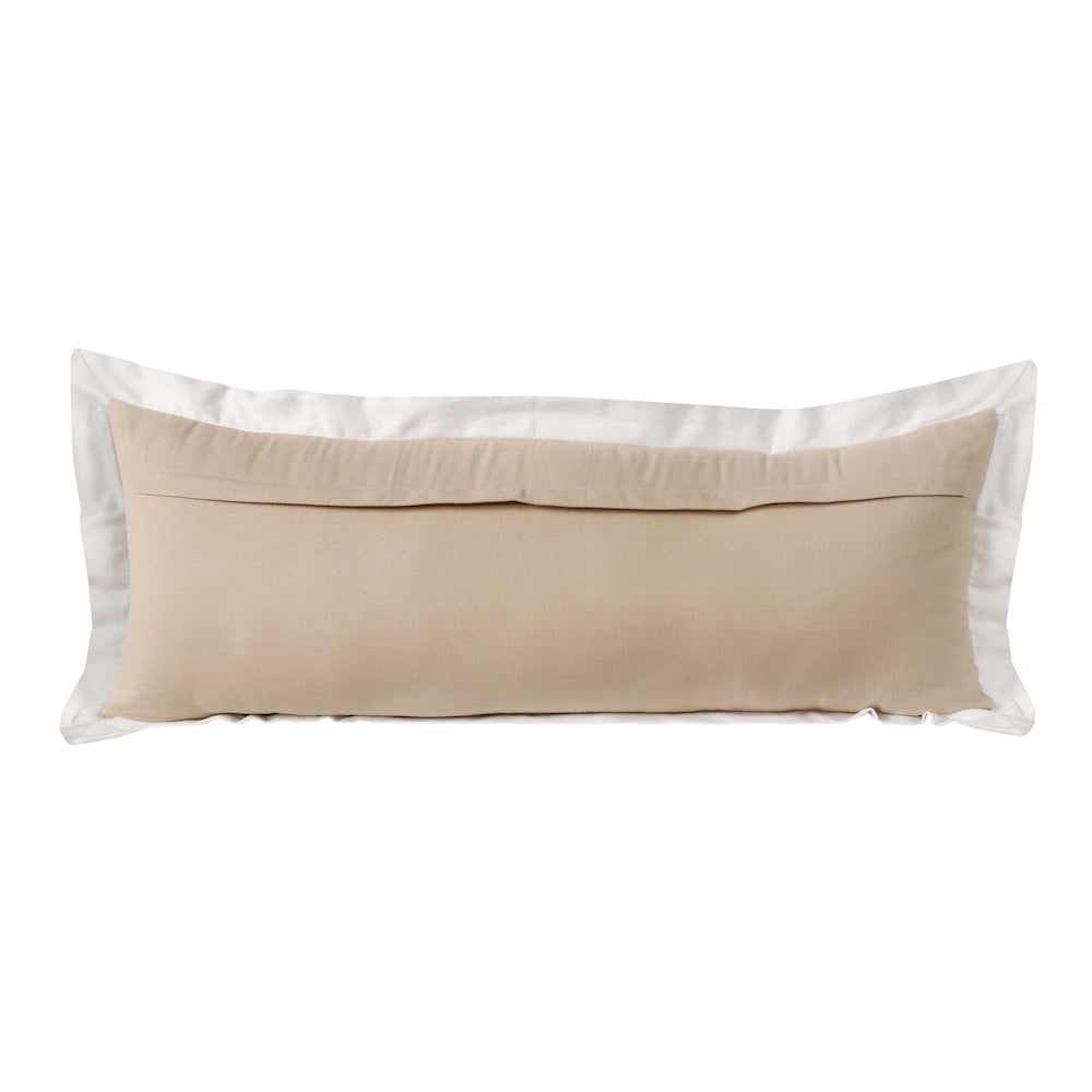 LR Home Ox Bay Hand-Woven Tan/White Bordered All-Natural Cotton Pillow Cover