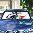 thumbnail image 4 of Couple Cartoon Cat Car Windshield Sun Shade Foldable Car Front Window Visor Heat and UV Protection 57x31.5, 4 of 8