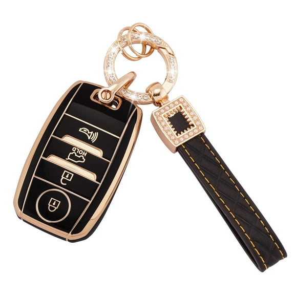 Compatible Key Fob Cover for Kia Key Fob Cover - 4 Buttons Soft TPU Protector With Keychain Compatible With Optima Soul Sportage Sorento Forte NIRO Rio Smart Key Case Shell