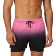 thumbnail image 2 of FRSASU Men's 2 in 1 Gradient Running Shorts Lightweight Summer Loose Elastic Waist Athletic Quick Dry Shorts with Pockets Pink, 2 of 9