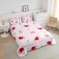 thumbnail image 4 of Erosebridal Ensemble de Literie Rose avec Nœud Papillon, Ensemble de Couette Simple, Imprimé Cœur d'Amour, Couette en Duvet avec Ailes, Décor de Princesse Rêveuse, Réversible, Léger, 2 Pcs, 4 of 7