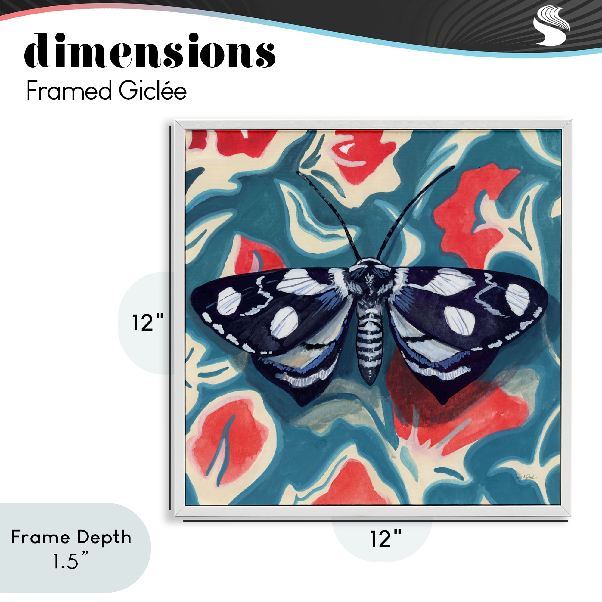 Stupell Industries Symmetrical Moth On Beautiful Flowers White Framed Giclee Art, design by Kate Jarvik Birch