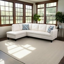 Hommoo Faux Leather Sectional Sofa, 4-Seat L-Shaped Couch, Modern Indoor Living Room Furniture, Apartment, Office, White(Without Ottoman)