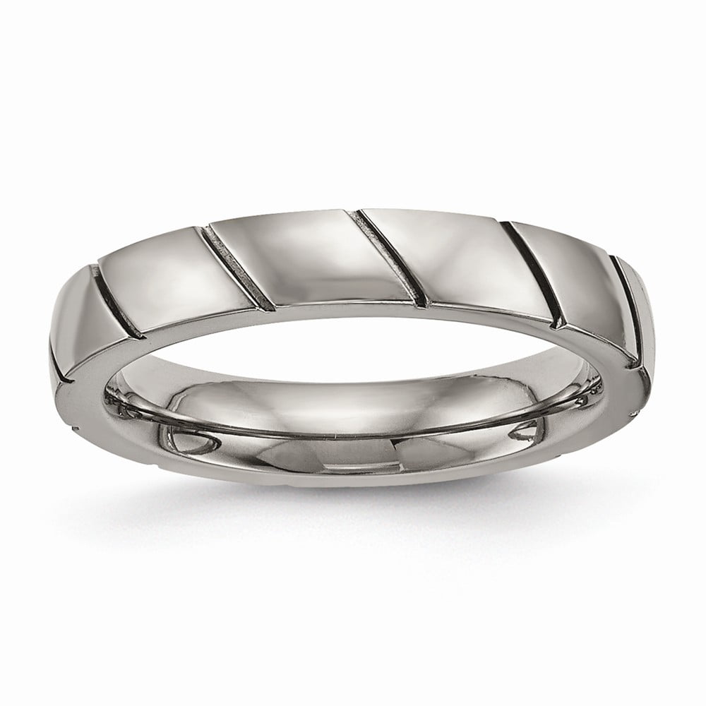 Bridal Wedding Bands Decorative Bands Titanium Polished Grooved Ring Size 6