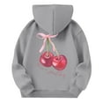 thumbnail image 4 of WOYY Big Girl's Hoodie Cherry Print Hooded Sweatshirt Casual Loose Graphic Pullover, 4 of 5