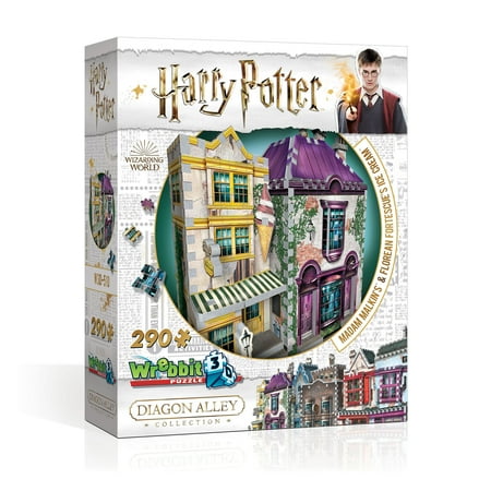 UPC: 0665541005107 | Wrebbit 3D – Harry Potter Diagon Alley Madam Malkin s & Florean Fortescue s Ice Cream 290 Piece 3D Jigsaw Puzzle