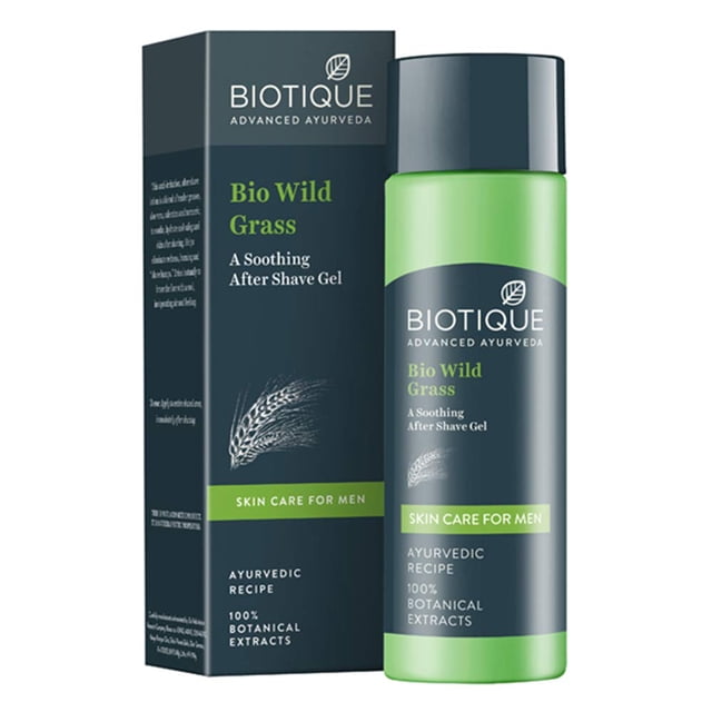 Biotique Bio Wild Grass Un gel calmante para después del afeitado para hombres 120 ml i Elimina los golpes del afeitado I natural y orgánico