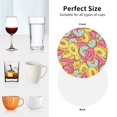 thumbnail image 6 of Pofeuu Pink Donut and Blue Print Coasters for Drinks, 4Pack PU Leather Coasters, Bar Drink Coasters for Tabletop Protection, Furniture from Damage-Round Shape, 6 of 6