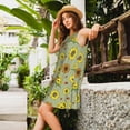 thumbnail image 2 of Fuzoiu Sage Green With Sunflowers Print Women's Sleeveless Dress,Summer Dresses for Women,Casual Sundresses,Beach Sleeveless T-shirt Swing Dress with Pockets, 2 of 7