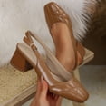 thumbnail image 5 of Rexoro Women Pumps Square Toe Slingback Mid Block Heel Women's Dress Shoes Office Party, 5 of 5
