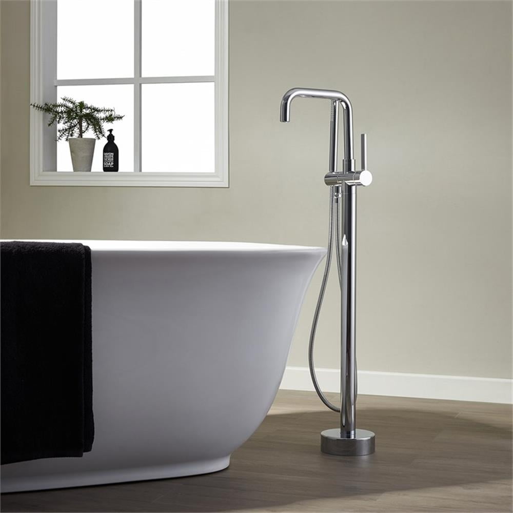 Vinnova 109215-BTF-PC Delara Freestanding Chrome Tub Faucet with Hand Shower, Polished Chrome