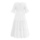 thumbnail image 5 of VISgogo, vestido Midi informal de verano para mujer, vestido fruncido de manga corta acampanado de Color sólido, vestido holgado acampanado a la moda VISgogo moda, 5 of 6