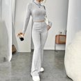 thumbnail image 5 of TrendVibe365 Knit Lounge Sets for Women Knitted Long Sleeve Set Hoodie Loose Pants Two Piece Set Long Sleeve Round Neck Top Shirt Suit Gray XL, 5 of 8