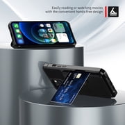 iPhone 14 Pro Max Wallet Case, Shockproof Rubber Card Holder Wallet PU Leather Back Phone Case Kickstand Protective Scratch Hybrid Bumper Shell for Apple iPhone 14 Pro Max 6.7 inch, Black