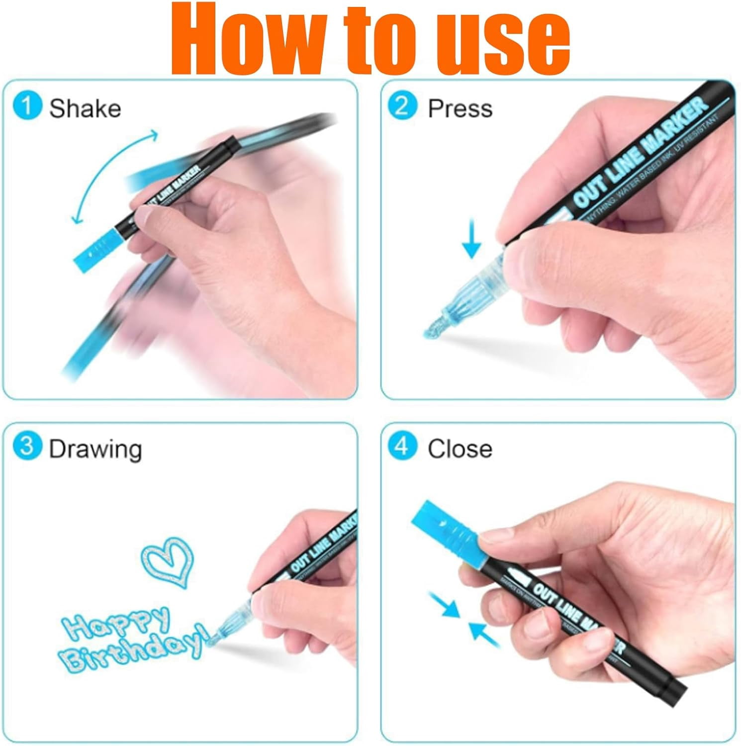 Quick-Dry ＆ Waterproof Dual-Line Contour Pen, 2026 New Dual Line Contour Pen,Double Line Outline Pen Sparkle Markers For Drawing, Diy Crafts