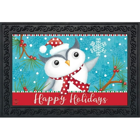 Happy Holidays Owl Primitive Doormat Christmas Indoor Outdoor 18