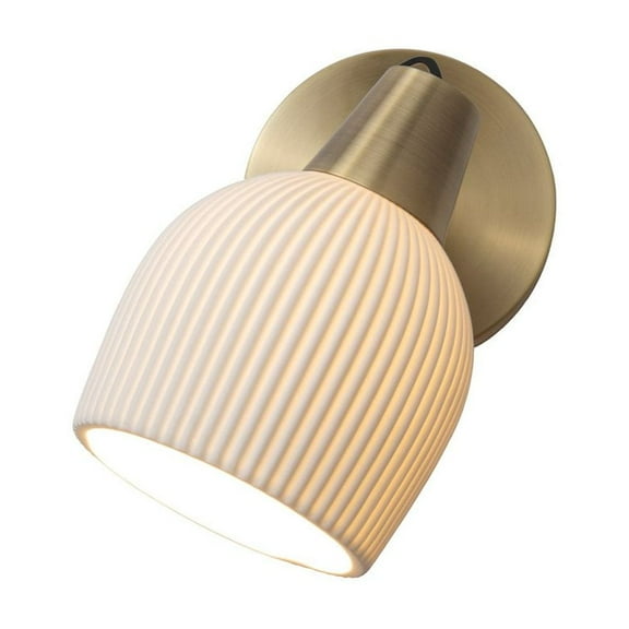 NOVA OF CALIFORNIA Petaluma Bone Porcelain Wall Sconce - Weathered Brass, Plug-in, Dimmer switch