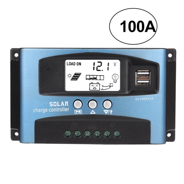 Controlador de carga solar MPPT 100A Pantalla LCD USB dual 12V 24V Jadeshay A