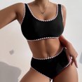 thumbnail image 2 of Sngxgn Women's High Waisted Bikini Swimsuit Drawstring Tie Side Bottom Two Piece Bathing Suit(Black,S), 2 of 4