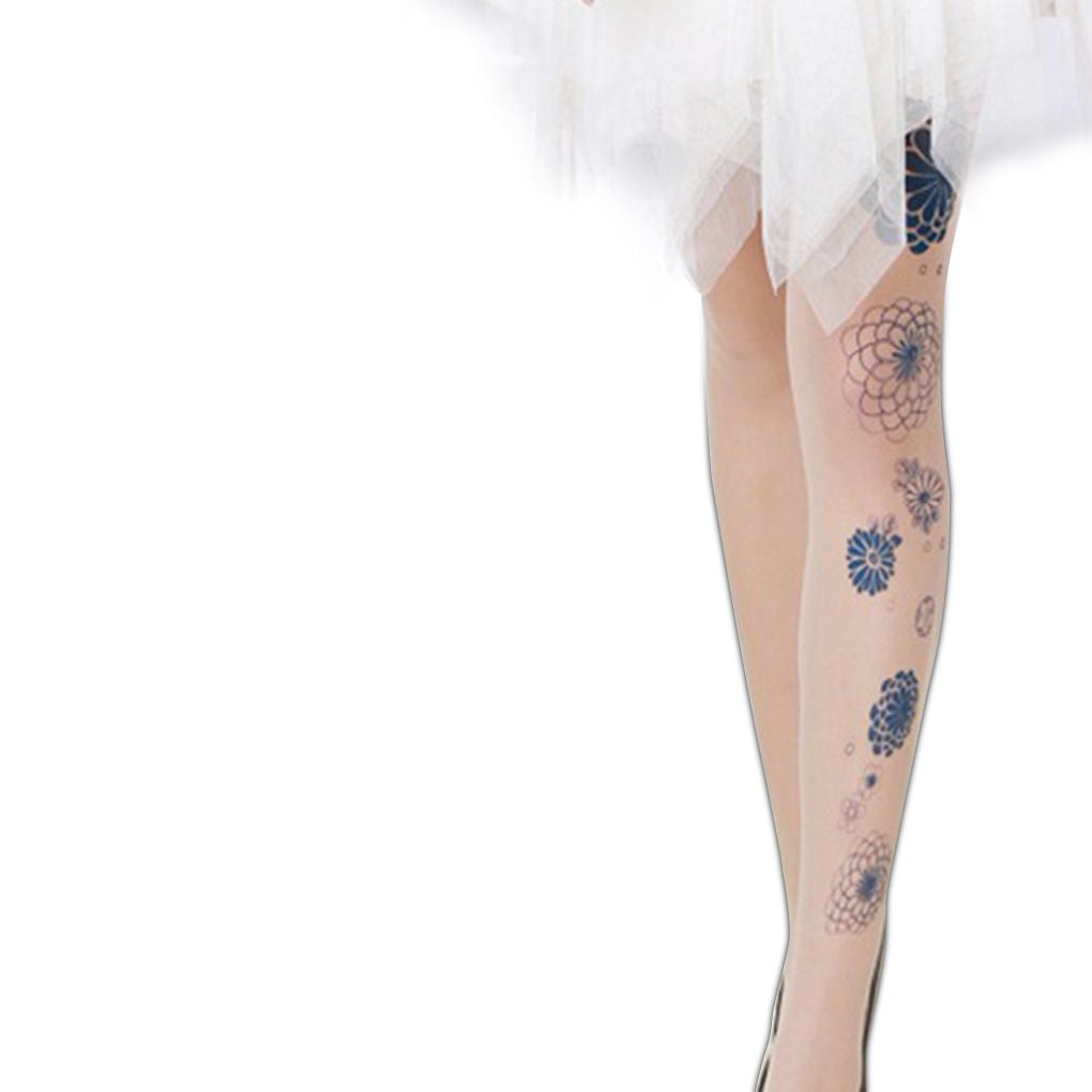 Women's Velvet Printing Tattoo Sheer Ultrathin Stockings with Single Upshift Crotch Women's Velvet Printing Tattoo Sheer Ultrathin Stockings with Single Upshift Crotch