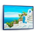 thumbnail image 3 of Designart 'House With Colorful Flowers Near The Sea IV' Nautical & Coastal Framed Canvas Wall Art Print, 3 of 4