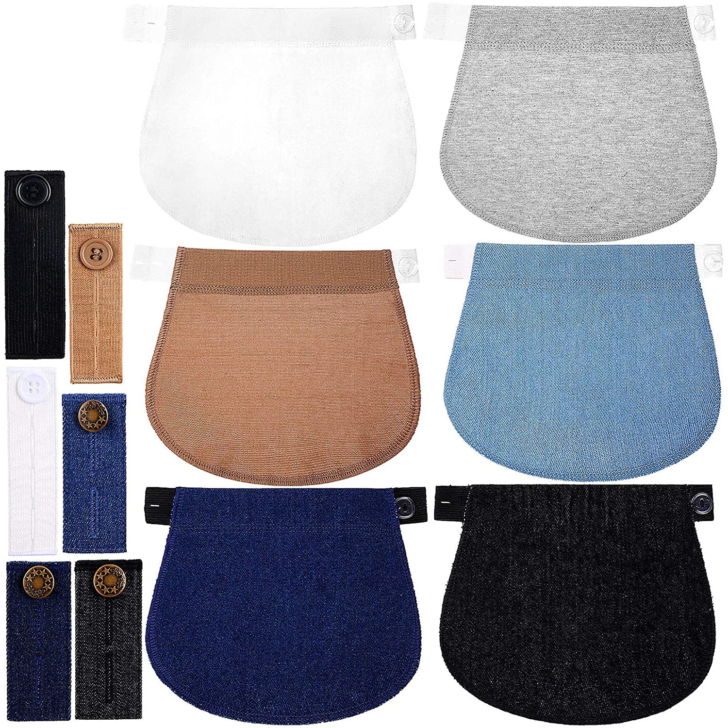 12 Packs Adjustable Maternity Pants Extender Pregnancy Waistband Extender Waist Extenders Elastic Pregnancy Trouser Button Extenders for Pregnancy Women
