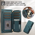 thumbnail image 5 of SaniMore for Google Pixel 7 Pro Buisness Case, Zipper Purse [Card Holders] Magnetic Clasp Kickstand Wrist/Crossbody Chain Lanyard PU Leather Wear-resistant Full Body Protective Wallet Shell, Darkgreen, 5 of 8