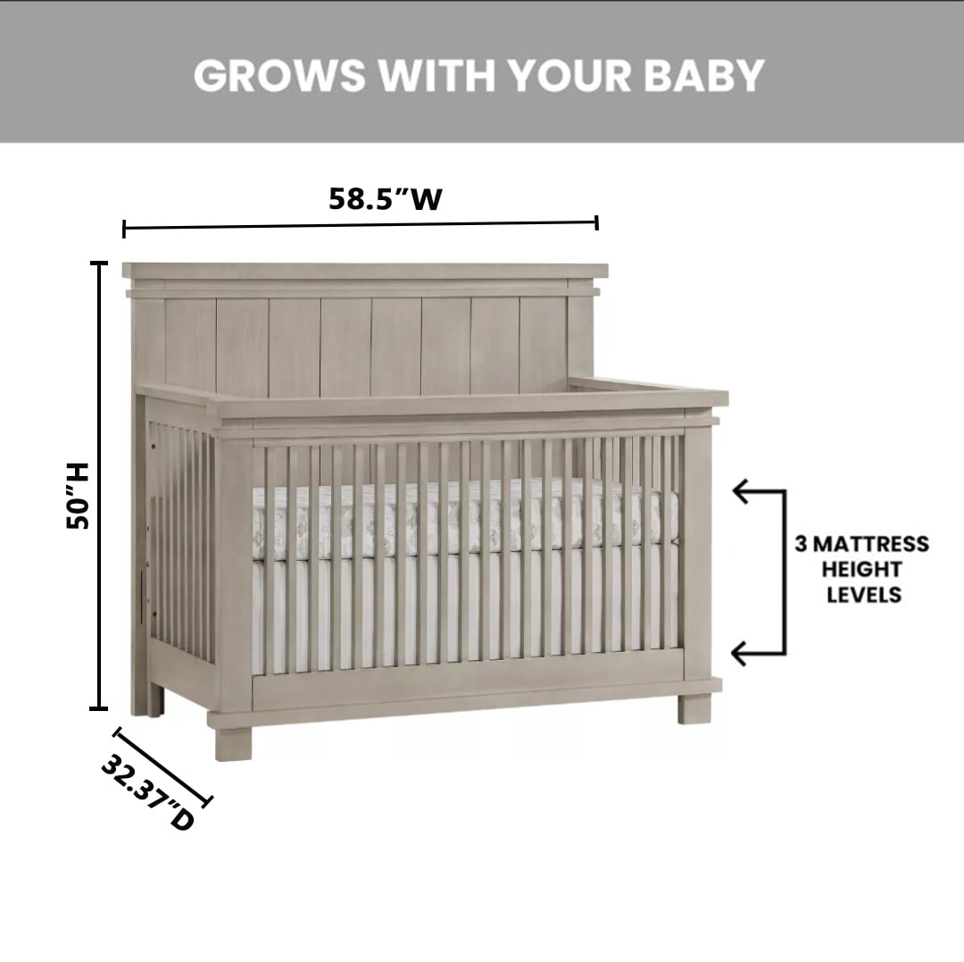 Soho Baby Hampton 4-in-1 Convertible Crib, Stone Wash, GreenGuard Gold Certified