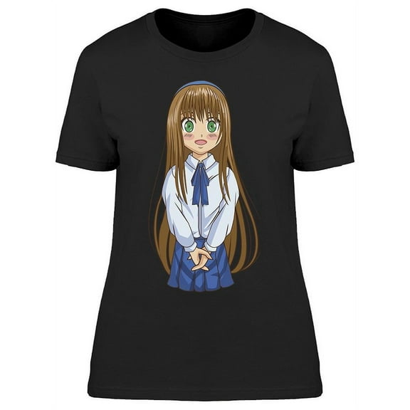 Happy Anime Girl T-Shirt Women -Image by Shutterstock, Female XX-Large