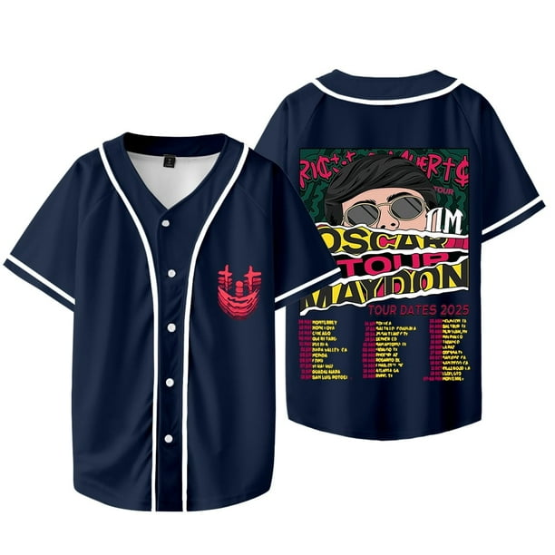 Oscar Maydon Rico o Muerto Tour 2025 Merch Chaqueta de béisbol Camiseta Camisetas de manga corta de moda unisex,Style 2,L