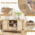thumbnail image 4 of EastVita 59.1 inch Rattan Buffet Cabinet with Storage Boho Farmhouse Sideboard with Adjustable Shelves Drawer Doors Kitchen Coffee Bar Cabinet Oak, 4 of 7