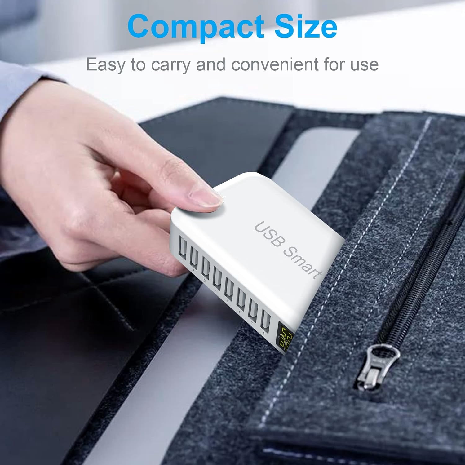 USB Charging Station,  8-Port 60W/12A USB Charger Station, Multi Ports USB-A Charging Hub with LED Display, Compact Desktop Charger for Multiple Devices, iPhone iPad Samsung Android and Tablet