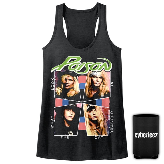 Poison T-Shirt Band Look What The Cat Dragged In Women's Racerback Tank Top + Coolie (XL)
