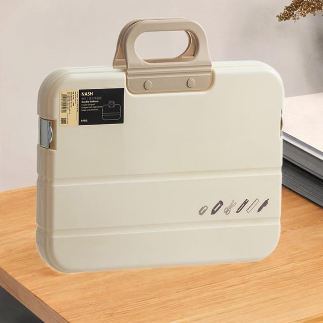Organizador de archivos portátiles A4 Box de Accesorios con instantáneas con instantáneas Color crema