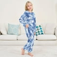 thumbnail image 6 of Fluffy Pajamas Set Fuzzy Winter Warm Pj Sets Pullover Tops and Long Pants Blue Tie-dye Pattern Small, 6 of 8