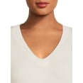 thumbnail image 2 of Heart N' Crush Women's Plus Size V Neck Dropped Shoulder Sweater with Metallic Trim, 2 of 5