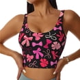 thumbnail image 1 of Fotbe Various pink and red Bow knots Sujetador Deportivo Largo sin Aros para Mujer con Almohadillas y Soporte Medio, Transpirable y Absorbente, Camiseta Tipo Chaleco o Tank Top-XX-Large, 1 of 8