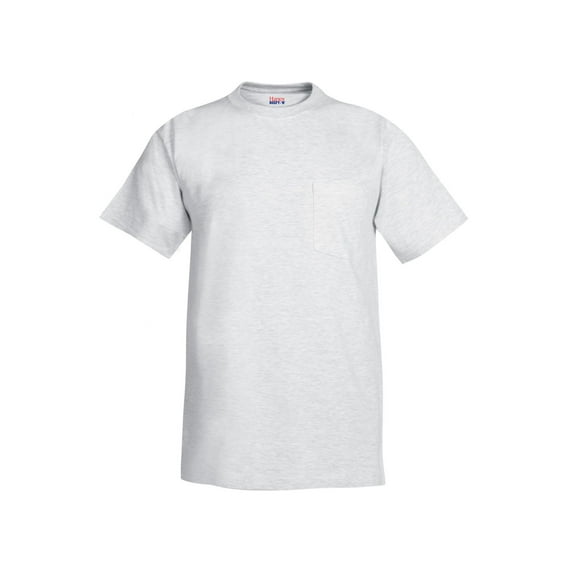 Hanes Short Sleeve Beefy-T Pocket T-Shirts - Big Sizes, Ash, 3XLarge