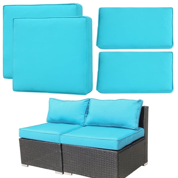 FKS LIFE Patio Cushion Covers Replacement Outdoor Patio Seat Cushion Covers Waterproof Back Cushion Slipcovers 25.6×25.6×3.94inches(4 Pack)